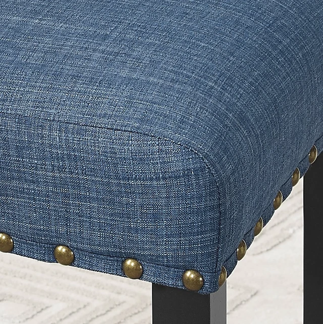 Alt view image 4 of 6 - Biony Blue Fabric Dining Chairs with Nailhead Trim, Set of 2