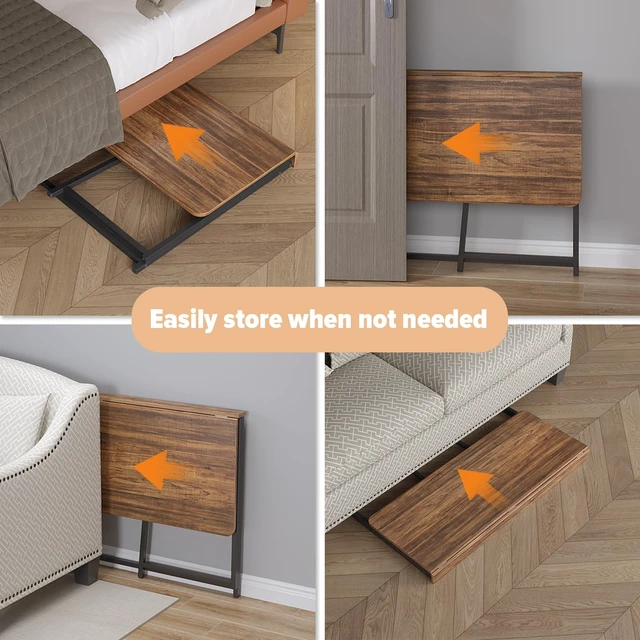 Alt view image 4 of 7 - Folding Desk, 47.2" Foldable Computer Table for Small Spaces, Walnut | Easy Assembly and Fold, Sturdy Home office desks for Study Bedroom Dorm Space Saving Writing Work Apartment