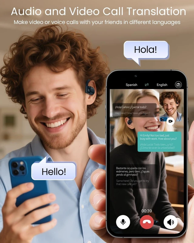 Alt view image 4 of 7 - AI Translation Earbuds Real Time 164 Languages 80H Playtime Translator Ear Buds Audifonos Traductores Inglés Español Wireless Earphones Bluetooth AI Headphone for Travel Meeting Learning K08