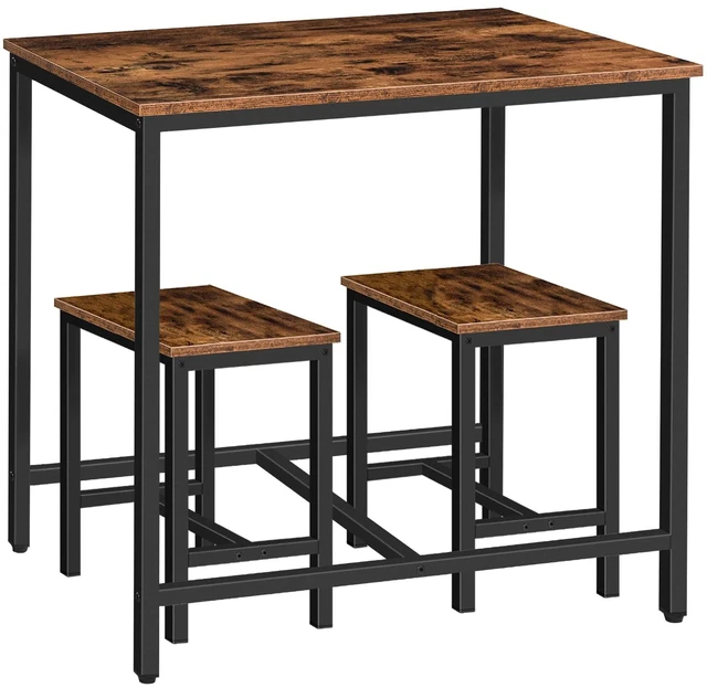 Main image of 3-Piece Industrial Dining Table Set, Kitchen Table, Space Saving Dinette for Kitchen, Dining Room, Small Space, Breakfast Nook, Living Room, Party, Rustic Brown and Black BF75CZ01G1