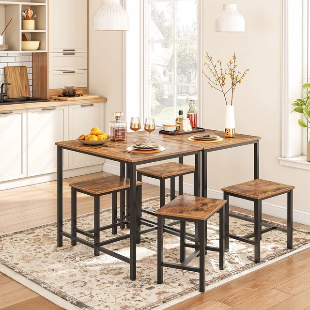 Alt view image 2 of 7 - 3-Piece Industrial Dining Table Set, Kitchen Table, Space Saving Dinette for Kitchen, Dining Room, Small Space, Breakfast Nook, Living Room, Party, Rustic Brown and Black BF75CZ01G1