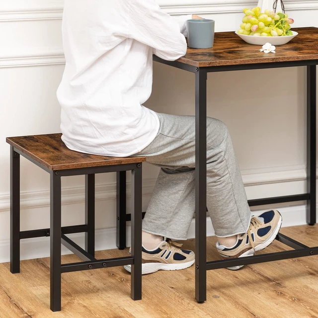 Alt view image 4 of 7 - 3-Piece Industrial Dining Table Set, Kitchen Table, Space Saving Dinette for Kitchen, Dining Room, Small Space, Breakfast Nook, Living Room, Party, Rustic Brown and Black BF75CZ01G1