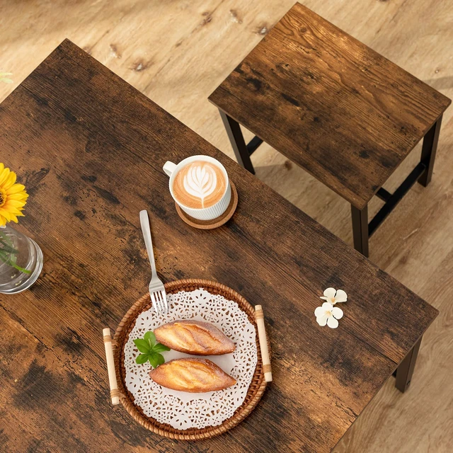 Alt view image 6 of 7 - 3-Piece Industrial Dining Table Set, Kitchen Table, Space Saving Dinette for Kitchen, Dining Room, Small Space, Breakfast Nook, Living Room, Party, Rustic Brown and Black BF75CZ01G1