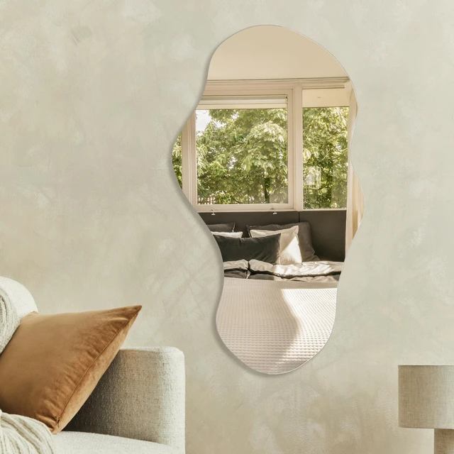 Alt view image 6 of 7 - Irregular Wall Mirror Asymmetrical Mirror, 43''x24'' Decorative Modern Wall Decor for Bathroom Bedroom Living Room Entryway, Cloud Frameless, Wall Mounted(43''x24'', Cloud)