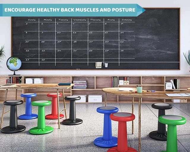 Alt view image 3 of 7 - ActiveChairs Kids Wobble Chair, Flexible Elementary Classroom Seating, Improves Focus, Posture and Helps ADHD/ADD, Sensory Chair, Active Fidget Chairs, Pre-Teen 17.75" Stool, Ages 7-12, Black