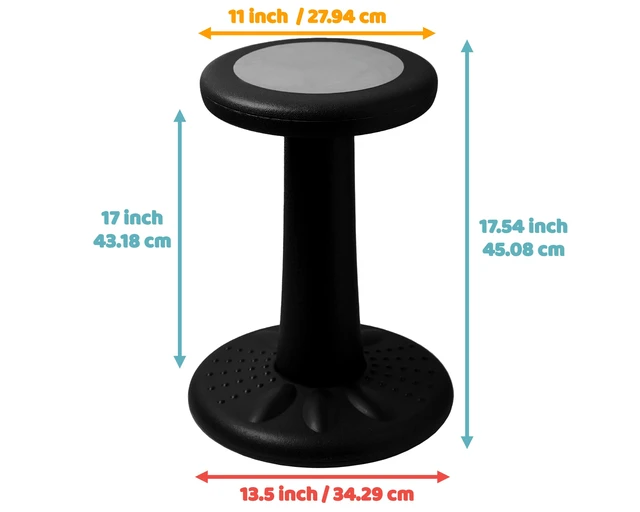 Alt view image 5 of 7 - ActiveChairs Kids Wobble Chair, Flexible Elementary Classroom Seating, Improves Focus, Posture and Helps ADHD/ADD, Sensory Chair, Active Fidget Chairs, Pre-Teen 17.75" Stool, Ages 7-12, Black
