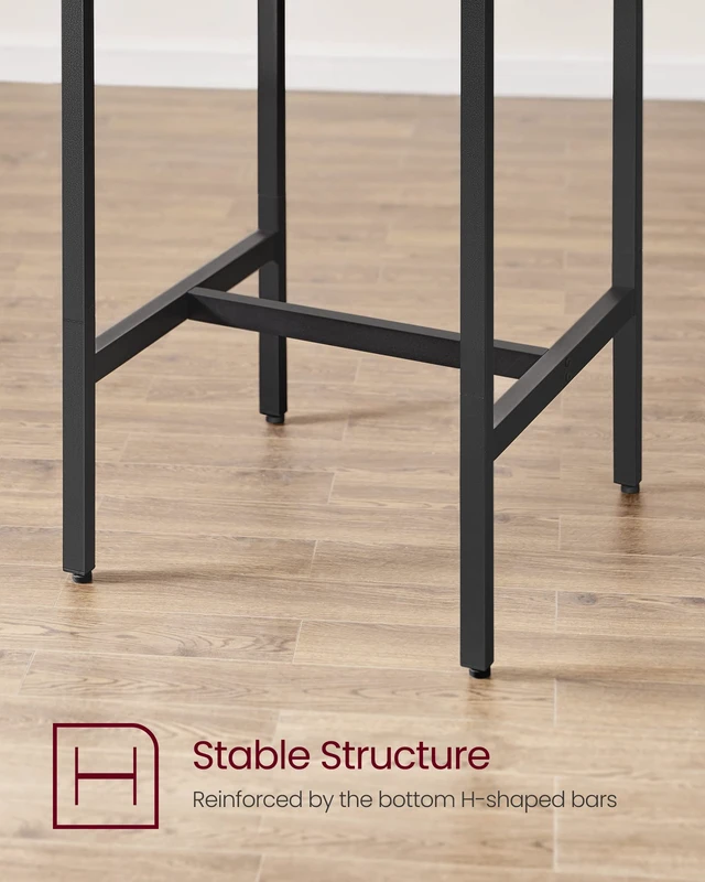Alt view image 7 of 7 - Bar Table and Chairs Set, Square Table with 2 Stools, Dining Pub Set for 2, Space Saving for Kitchen Breakfast, Living Room, Party Room, Rustic Brown and Ink Black