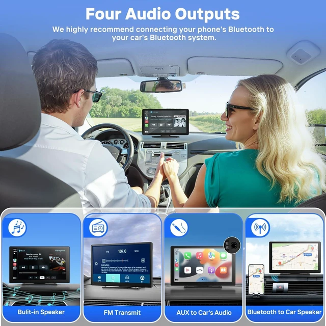 Alt view image 5 of 7 - 9" Wireless Apple Carplay Screen for Car with OTA Update, Backup Camera | Touchscreen Apple Carplay & Android Auto with Voice Control/GPS Navigation/Mirror Link/Bluetooth 5.0/AUX/FM