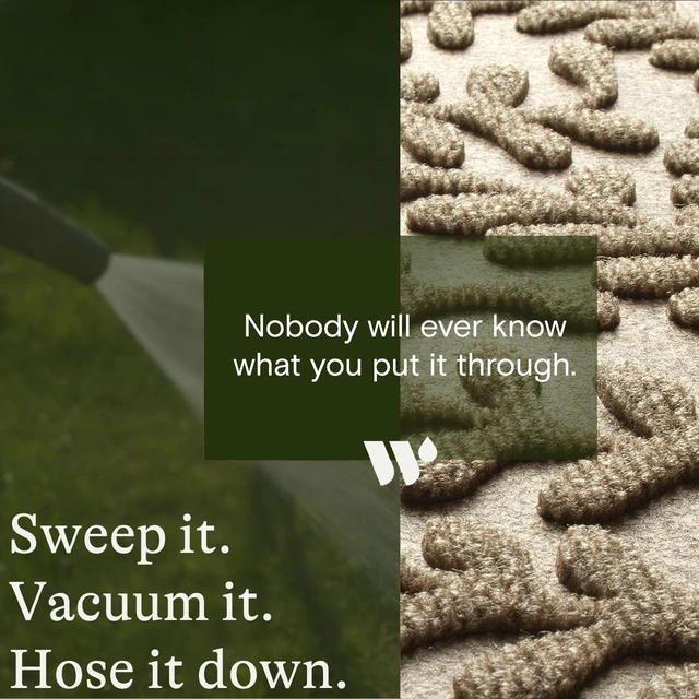 Alt view image 6 of 7 - Boxwood Front Door Mat Indoor Outdoor Entrance, All-Weather Mats | Heavy Duty Outdoor Doormats, Non-Slip Rubber Backing, Dirt & Moisture Trapper, Low Profile, Made in USA, 22"x59", Camel