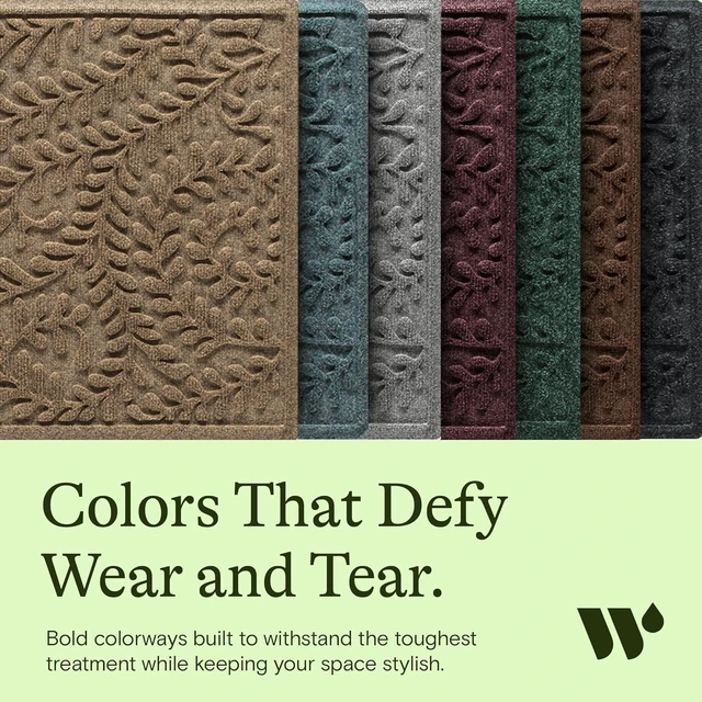 Alt view image 7 of 7 - Boxwood Front Door Mat Indoor Outdoor Entrance, All-Weather Mats | Heavy Duty Outdoor Doormats, Non-Slip Rubber Backing, Dirt & Moisture Trapper, Low Profile, Made in USA, 22"x59", Camel