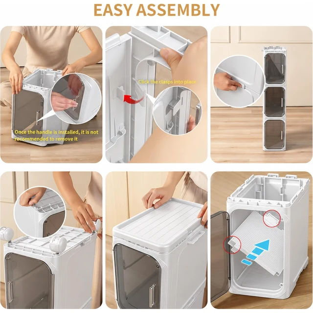 Alt view image 7 of 7 - 5-Tier Tall Slim Narrow Bathroom Storage Cabinet, White | Tool Free Assembly, Adjustable Shelves, Fits for Narrow Spaces, Reinforced Stability, Magnetic Clear Door