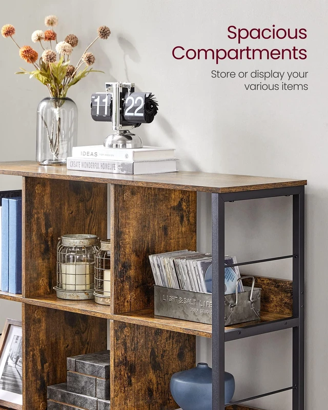 Alt view image 7 of 7 - Bookcase, 9 Cube Storage Organizer, 39.4 x 11.8 x 40.6 inch | Cube Shelf, Console Table, TV Stand with 6 Storage Cubes, Display Shelf for Living Room, Rustic Brown and Black ULLS112B01
