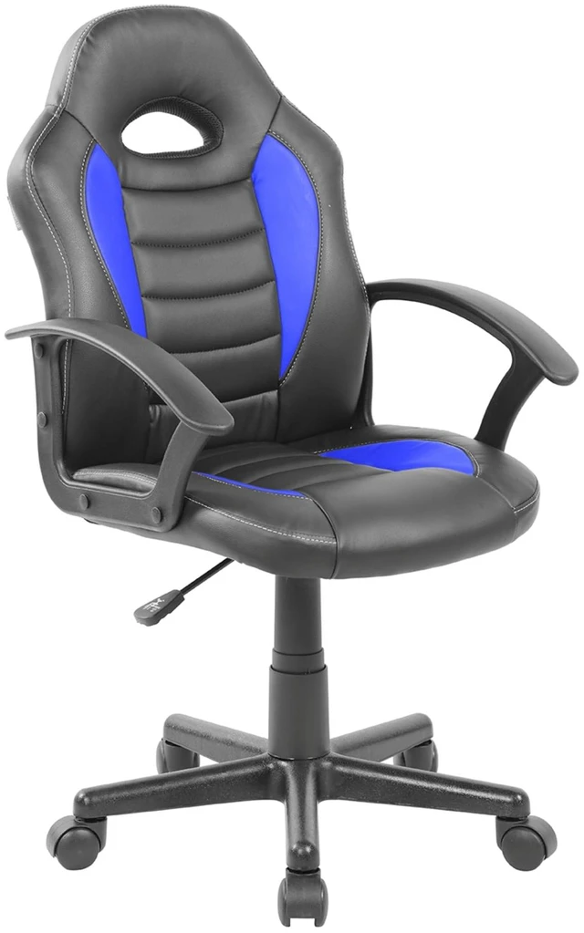 Main image of Kids Gaming Chair, Racing Style Desk Chair, Adjustable, Blue | Ergonomic kids computer chair, rolling casters, height adjustable, padded seat, racing style, study or gaming room, swivel