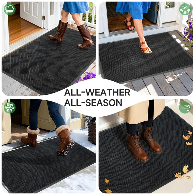 Alt view image 6 of 7 - Front Door Mat, Heavy Duty Indoor Outdoor Doormat, 60" x 48" Low Profile Outdoor Mats for Home Entrance, Stain and Fade Resistant Welcome Mat Ideal for High Traffic Area, Diamond Black