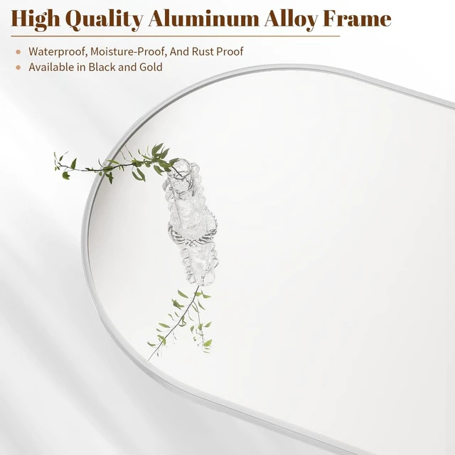 Alt view image 3 of 7 - 36"x48" Arch Bathroom Wall Mirror, Silver | Wall Mounted Vanity Metal Frame Mirror for Bedroom, Entryway, Living Room, Fireplace