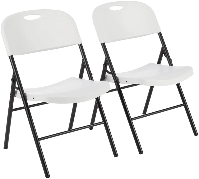 Main image of Portable Folding Plastic Chair with Back Support, Easy to Fold and Store, 350-Pound Capacity, White, 2-Pack