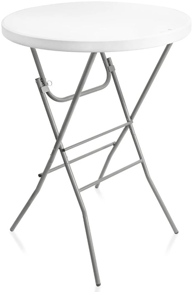 Main image of 32in Cocktail Folding Table, Round High Top Bar Table, White | Portable Foldable Design with Removable Legs, Two Folding Methods, HDPE Tabletop, Indoor Outdoor for Parties, Patio, Events