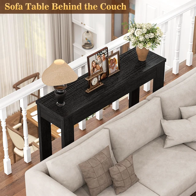 Alt view image 5 of 7 - Small Console Table for Entryway, 32" Farmhouse Narrow Sofa Table | Couch Table Behind Sofa, Entry Way Table for Entrance, Hallway, Living Room, Foyer, Embossed Black