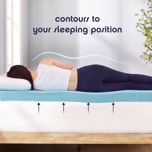 Alt view image 2 of 5 - 4 Inch Ventilated Memory Foam Mattress Topper, Cooling Gel Infusion, CertiPUR-US Certified, Dorm Essentials, Full