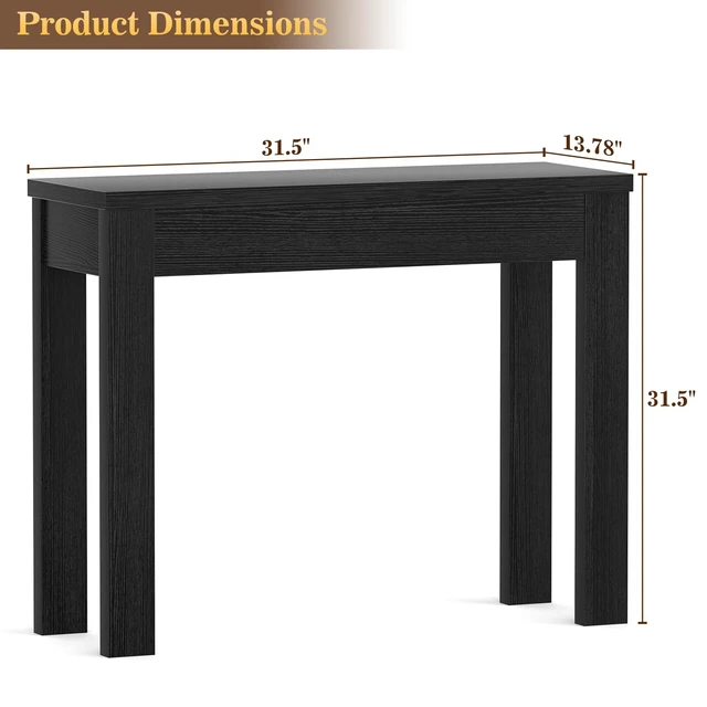 Alt view image 3 of 7 - Small Console Table for Entryway, 32" Farmhouse Narrow Sofa Table | Couch Table Behind Sofa, Entry Way Table for Entrance, Hallway, Living Room, Foyer, Embossed Black