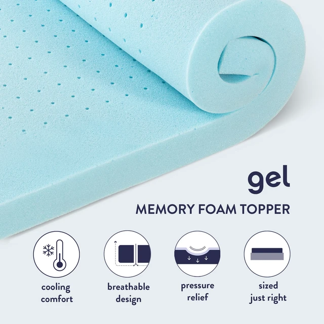 Alt view image 5 of 5 - 4 Inch Ventilated Memory Foam Mattress Topper, Cooling Gel Infusion, CertiPUR-US Certified, Dorm Essentials, Full