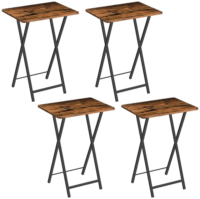Main image of Folding TV Tray Table, TV Trays for Eating Set of 4 with Stand | Folding TV Dinner Tables for Small Space, Easy Assembly, Space Saving, Stable and Durable, Rustic Brown and Black BF20BZP401