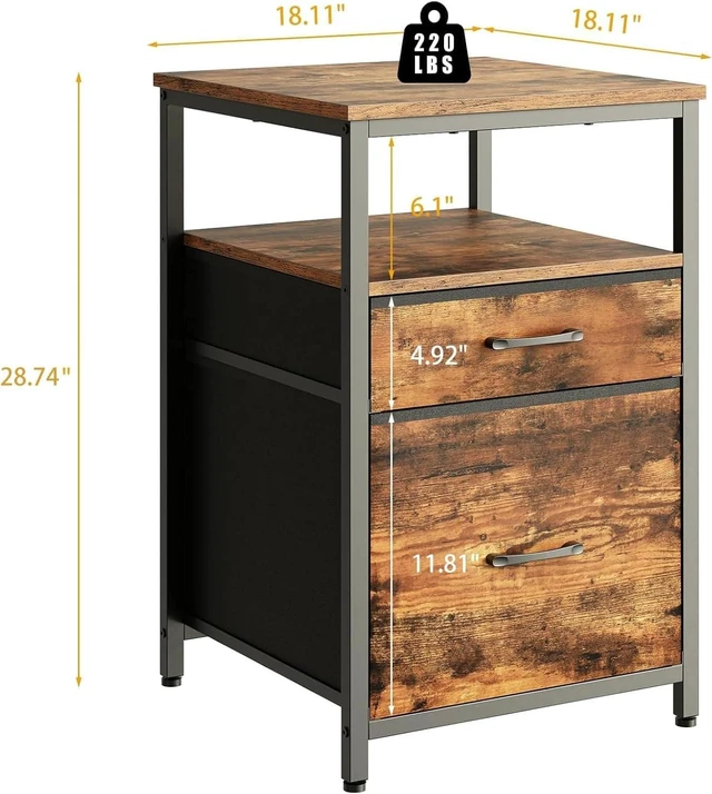 Main image of Mini Fridge Stand, Small Refrigerator Stand with 3 Storage | Stand for Mini Fridge, 18.11" L* 18.11" W Tabletop, Fabric Drawer for Kitchen,Dorm,Office,Bedroom Rustic Brown HB03BXN