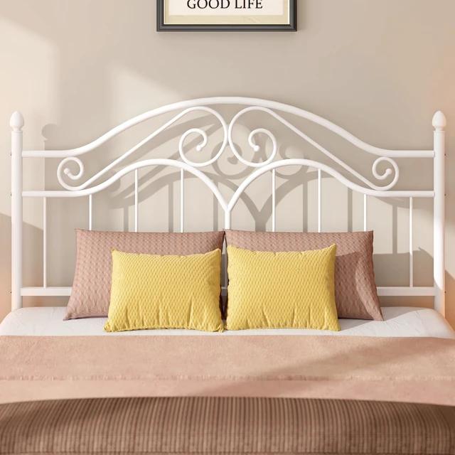 Alt view image 2 of 7 - Headboard for Queen Size Bed Frame Vintage Bed Metal Headboard Only | Platform Bed Headboard,Height Adjustable,Sturdy and Stable,Easy Assembly,White