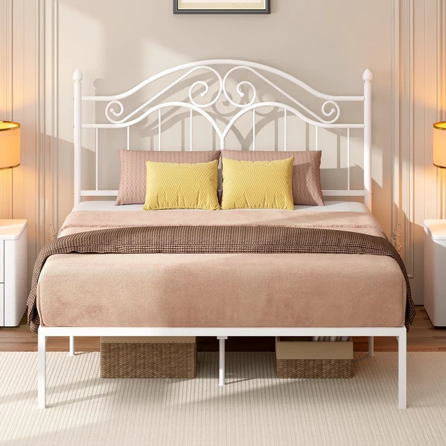 Alt view image 6 of 7 - Headboard for Queen Size Bed Frame Vintage Bed Metal Headboard Only | Platform Bed Headboard,Height Adjustable,Sturdy and Stable,Easy Assembly,White
