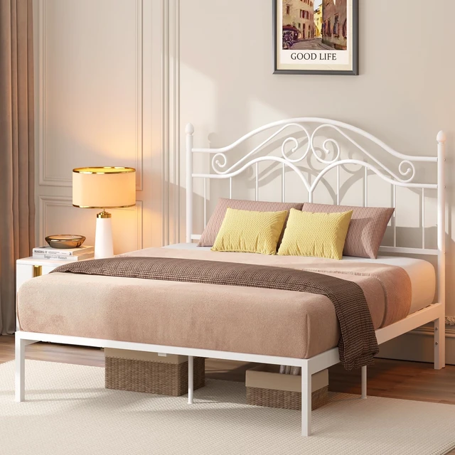 Alt view image 7 of 7 - Headboard for Queen Size Bed Frame Vintage Bed Metal Headboard Only | Platform Bed Headboard,Height Adjustable,Sturdy and Stable,Easy Assembly,White