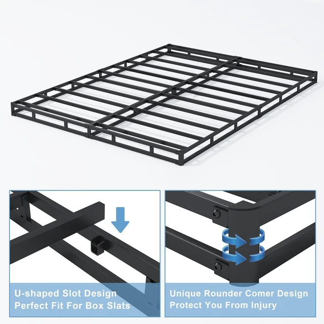 Alt view image 3 of 5 - Full Box Spring 3 Inch Low Profile Sturdy Mattress Foundation | Metal Bed Base with Fabric Cover, Strong Bearing Capacity, Easy Assembly, Noise Free, Non Slip