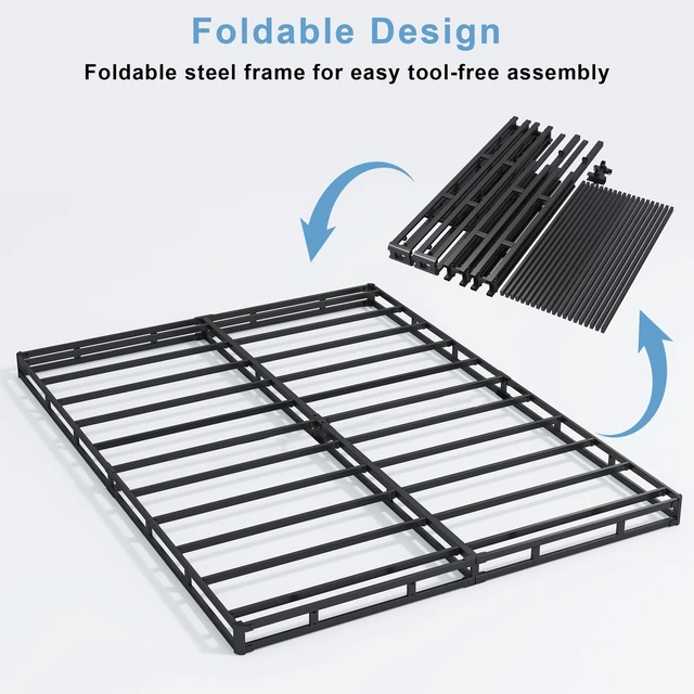 Alt view image 4 of 5 - Full Box Spring 3 Inch Low Profile Sturdy Mattress Foundation | Metal Bed Base with Fabric Cover, Strong Bearing Capacity, Easy Assembly, Noise Free, Non Slip