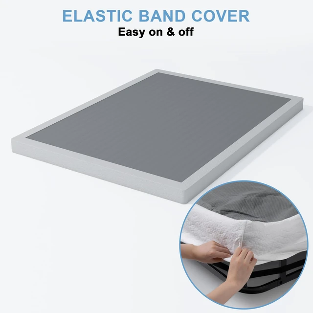 Alt view image 5 of 5 - Full Box Spring 3 Inch Low Profile Sturdy Mattress Foundation | Metal Bed Base with Fabric Cover, Strong Bearing Capacity, Easy Assembly, Noise Free, Non Slip