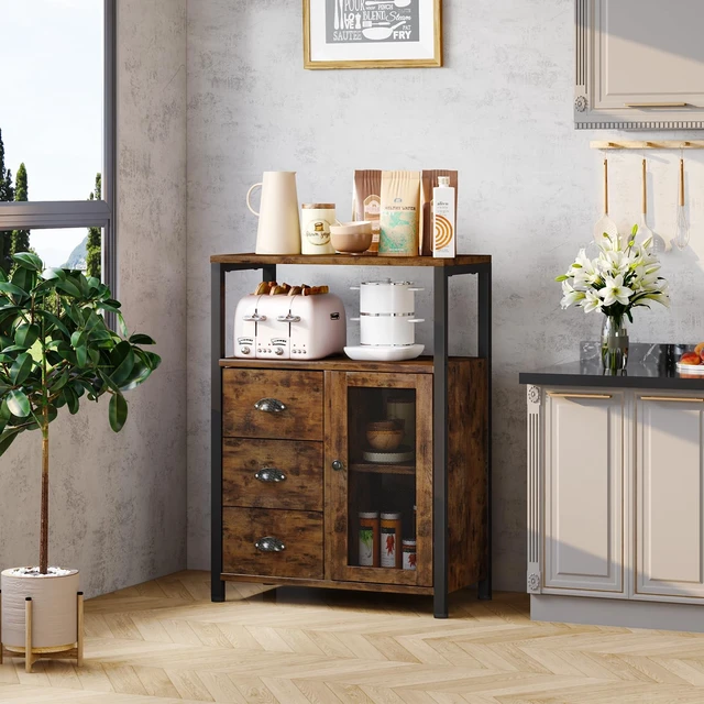 Alt view image 4 of 7 - Bathroom Storage Cabinet Organizer with 3 Drawers and 1 Door | Freestanding Bathroom Cabinet for Kitchen, Living Room, Home Office
