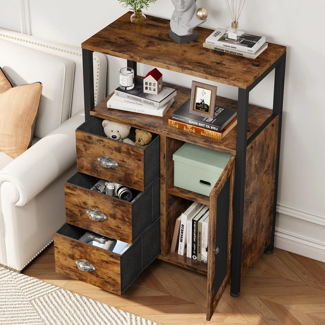 Alt view image 5 of 7 - Bathroom Storage Cabinet Organizer with 3 Drawers and 1 Door | Freestanding Bathroom Cabinet for Kitchen, Living Room, Home Office