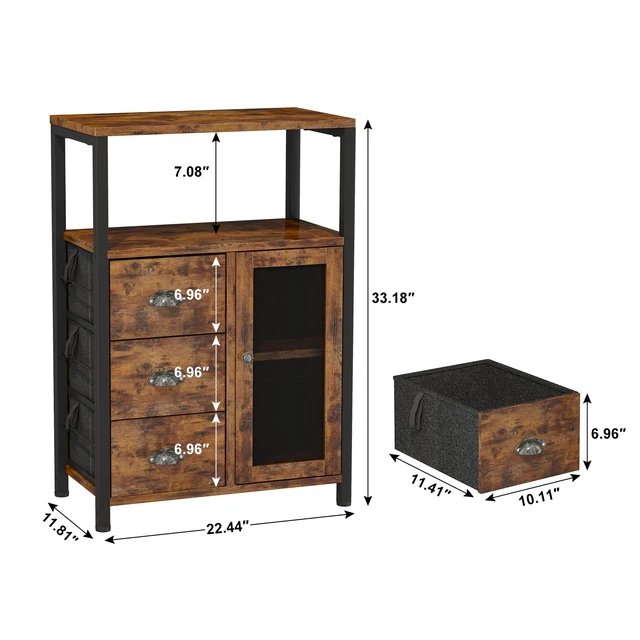 Alt view image 7 of 7 - Bathroom Storage Cabinet Organizer with 3 Drawers and 1 Door | Freestanding Bathroom Cabinet for Kitchen, Living Room, Home Office