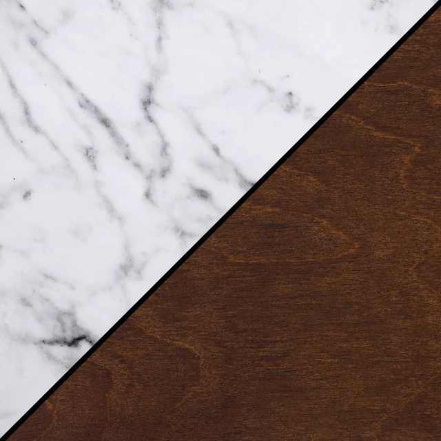 Alt view image 4 of 5 - American Heritage Round End Table, White Faux Marble / Espresso