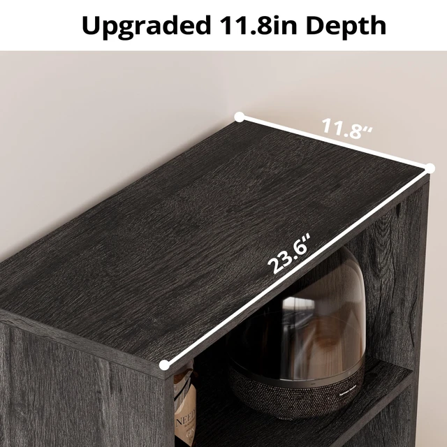 Alt view image 6 of 7 - Industrial Bookshelves and Bookcases with Doors and Shelves | 11.8in Deeper engineered-wood, concealed storage, anti-tip bracket, each shelf supports up to 22 lbs, 5-Tier Storage Shelves