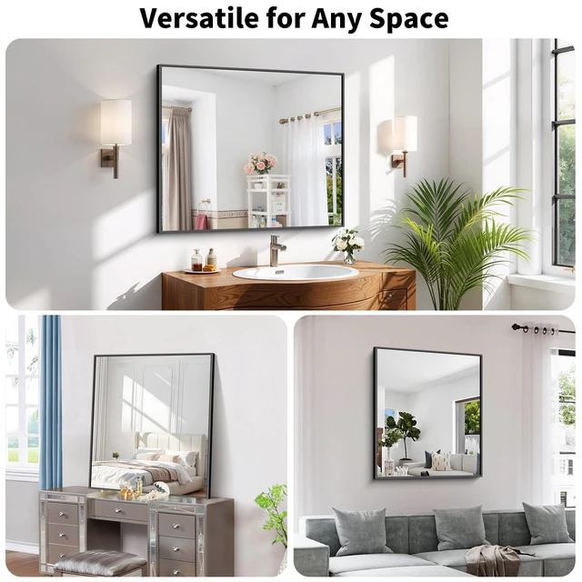 Alt view image 4 of 6 - Black Bathroom Mirror for Over Sink,Metal Framed 30"x36" Wall Mirror