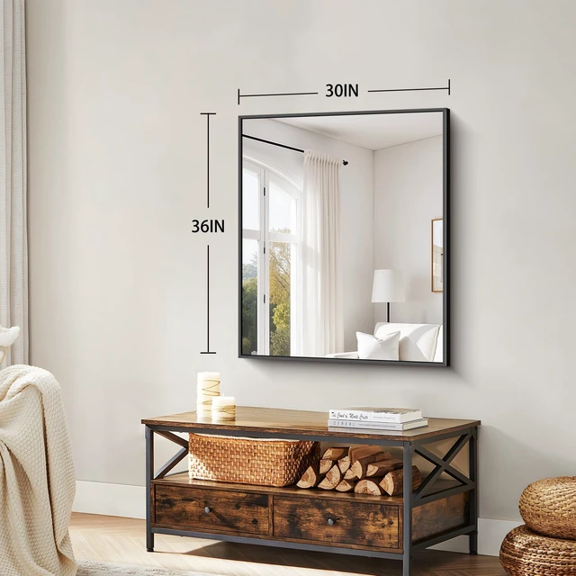 Alt view image 5 of 6 - Black Bathroom Mirror for Over Sink,Metal Framed 30"x36" Wall Mirror