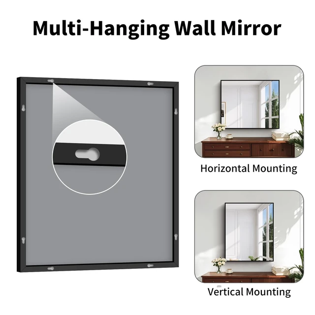 Alt view image 6 of 6 - Black Bathroom Mirror for Over Sink,Metal Framed 30"x36" Wall Mirror