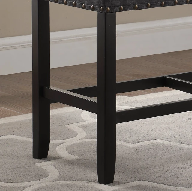 Alt view image 4 of 6 - Biony Fabric Counter Height Dining Bench with Nailhead Trim, Grey