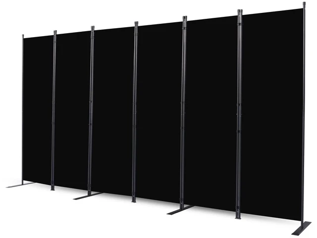 Main image of Room Divider, 6 Panel Folding Privacy Screens with Wider Feet, Black | 132" W X 71" H Room Divider Panel, Stable Frame Structure, Flexible Space Separator, Portable wall divider for Room Partition