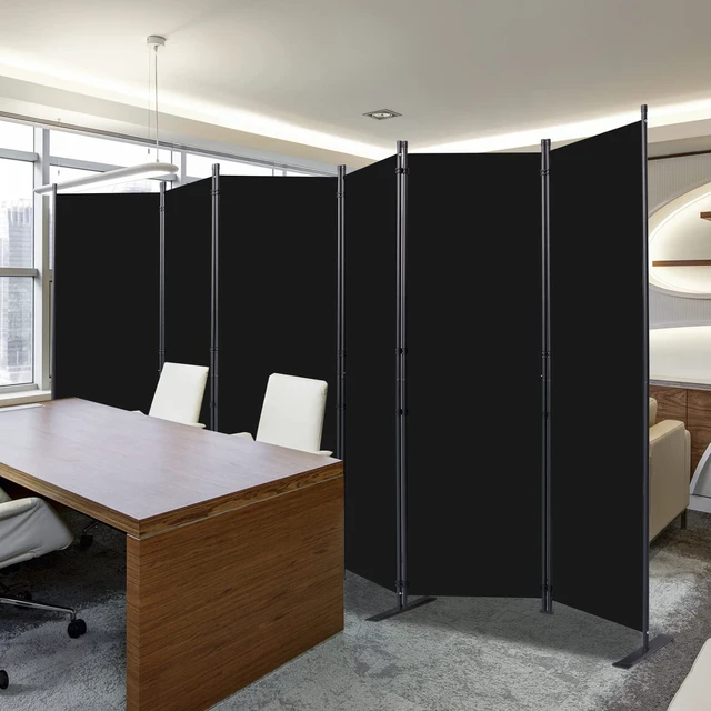 Alt view image 6 of 7 - Room Divider, 6 Panel Folding Privacy Screens with Wider Feet, Black | 132" W X 71" H Room Divider Panel, Stable Frame Structure, Flexible Space Separator, Portable wall divider for Room Partition