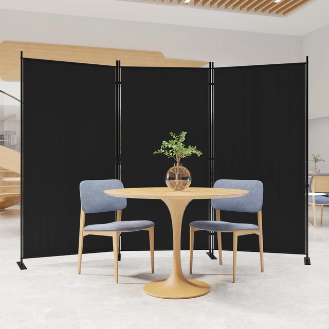 Alt view image 2 of 7 - 3 Panels Room Divider, 6 Ft Tall Indoor Folding Privacy Screen, Portable Partition Separator, Freestanding Separation Temporary Wall for Office, Bedroom, 102" W X 71" H, Black