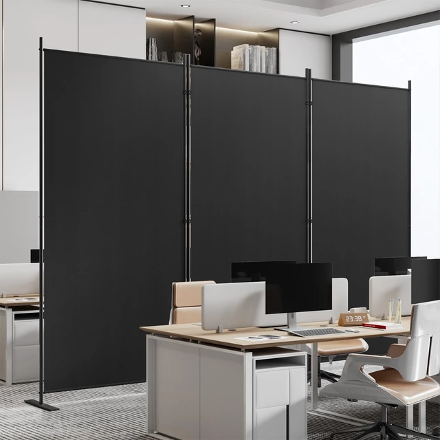 Alt view image 3 of 7 - 3 Panels Room Divider, 6 Ft Tall Indoor Folding Privacy Screen, Portable Partition Separator, Freestanding Separation Temporary Wall for Office, Bedroom, 102" W X 71" H, Black