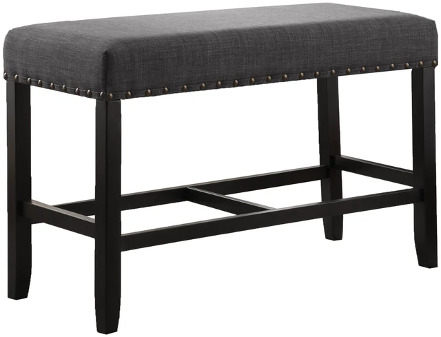 Main image of Biony Fabric Counter Height Dining Bench with Nailhead Trim, Grey