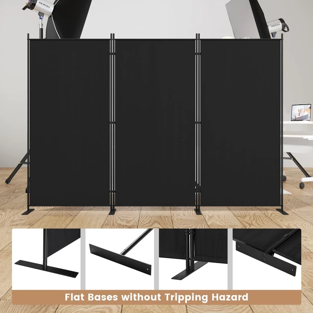 Alt view image 7 of 7 - 3 Panels Room Divider, 6 Ft Tall Indoor Folding Privacy Screen, Portable Partition Separator, Freestanding Separation Temporary Wall for Office, Bedroom, 102" W X 71" H, Black