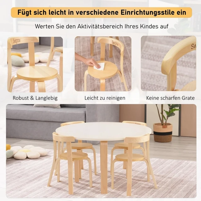 Alt view image 7 of 7 - Wooden Kids Chair, Toddler Chair for Table, Kids Stackable Chairs, Kid Wooden Furniture for Family/Playroom/ClassroomSet of 4-Natural Wood