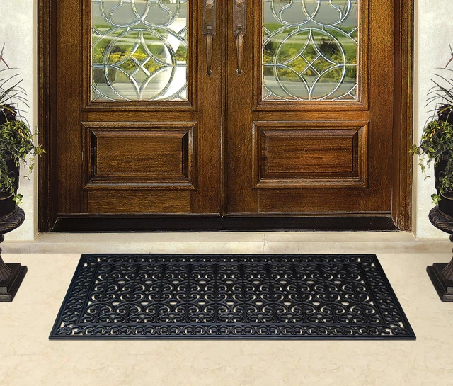 Alt view image 5 of 6 - 23-LB Heavy Duty Rubber Doormat 30"×60" - Won't Blow Away | Outside Front Door Mat, Mud Dirt Scraper, Non-Slip Drainage Mat for Entryway Patio Garage, All-Weather, 100% Rubber Mats